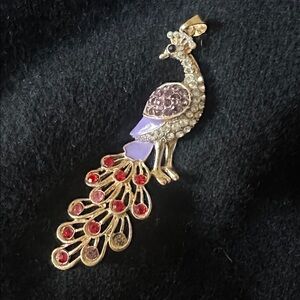 Vintage Gold Plated Peacock with CZ Colored Stones